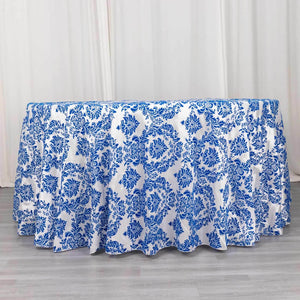 Blue floral patterned tablecloth for events and gatherings.