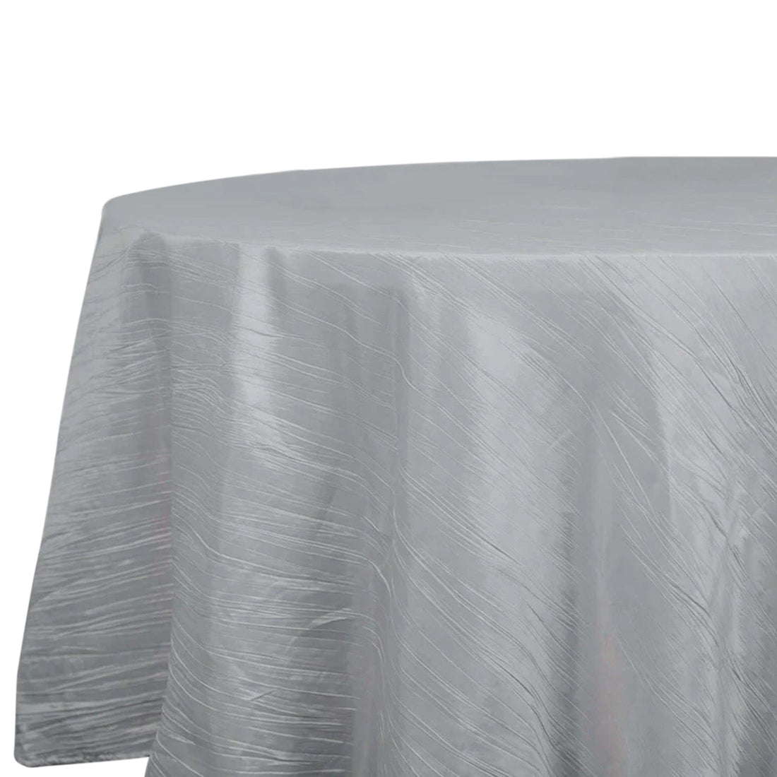 Silver textured tablecloth on a round table