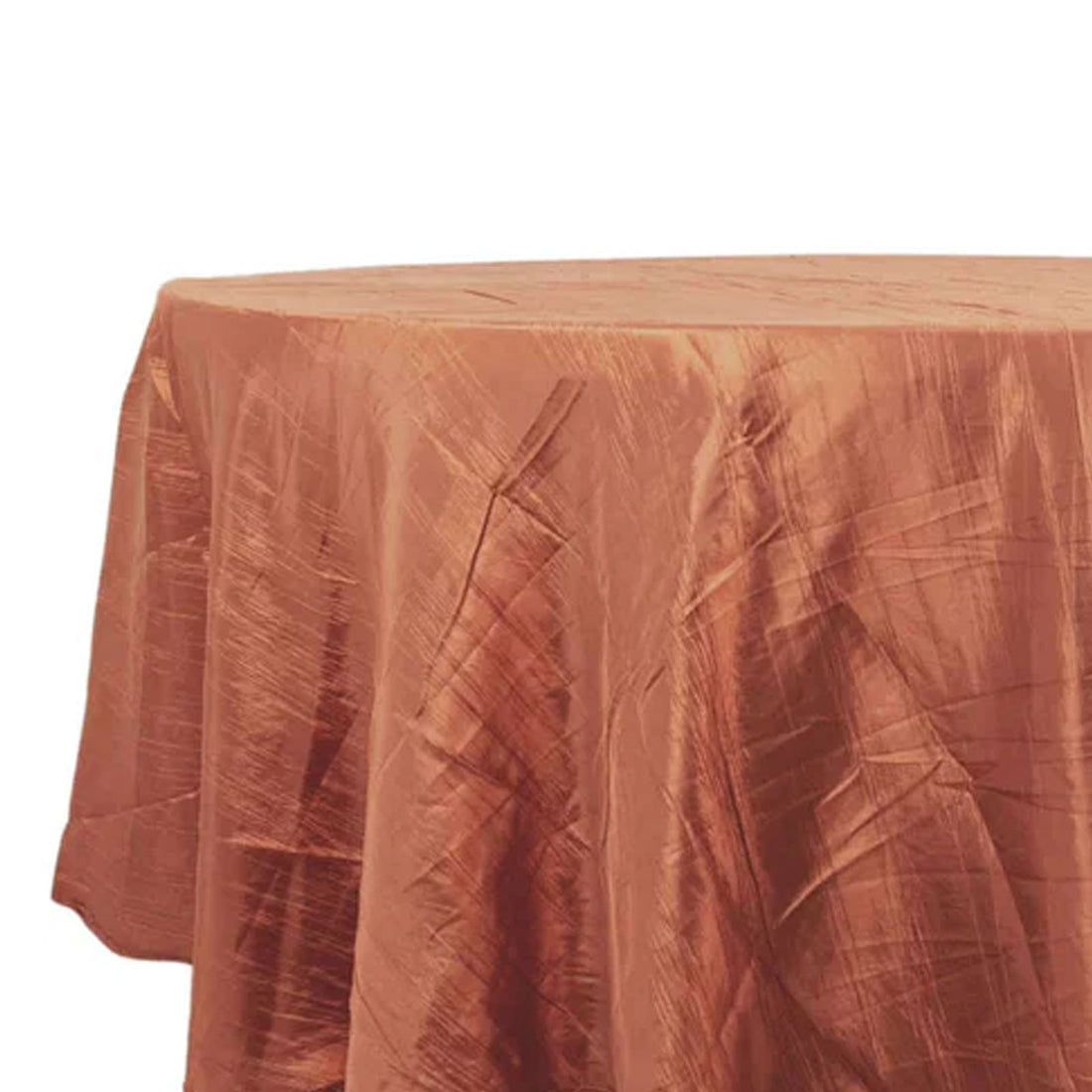 Copper tablecloth with elegant texture on a round table