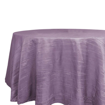 Taffeta Round Tablecloth 120" Violet Amethyst with Accordion Crinkle Design - Seamless Finish