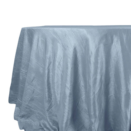 Taffeta Round Tablecloth 132" Dusty Blue Accordion Crinkle Table Cover