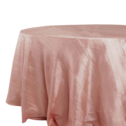 Taffeta Round Tablecloth 132" Dusty Rose Accordion Crinkle Table Cover