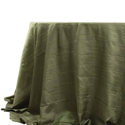Taffeta Round Tablecloth 132" Dusty Sage Green Accordion Crinkle Table Cover