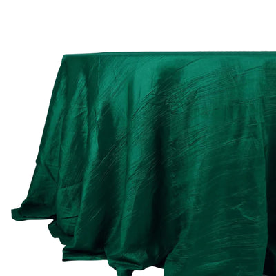 Taffeta Round Tablecloth 132" Hunter Emerald Green Accordion Crinkle Table Cover
