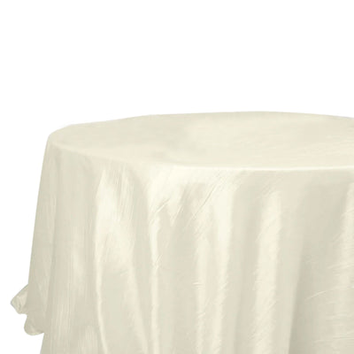 Taffeta Round Tablecloth 132" Ivory Accordion Crinkle Table Cover