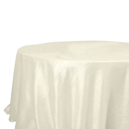 Taffeta Round Tablecloth 132" Ivory Accordion Crinkle Table Cover
