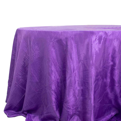 Taffeta Round Tablecloth 132" Purple Accordion Crinkle Table Cover