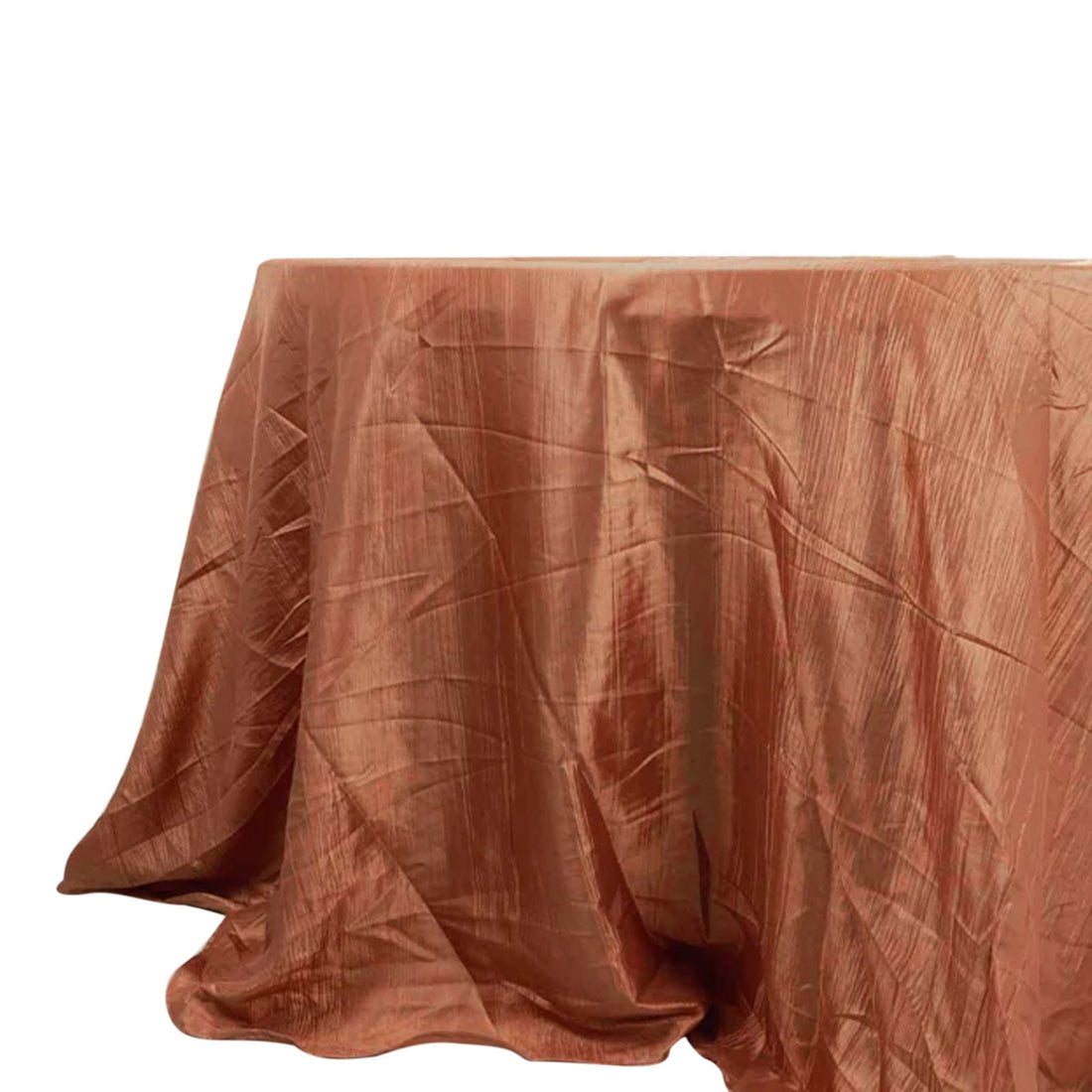 Copper tablecloth with elegant texture on a plain backdrop.