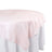 Pink round tablecloth on a white table. 