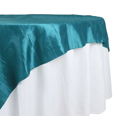 Taffeta Table Overlay 72"x72" Peacock Teal - Accordion Crinkle Table Topper