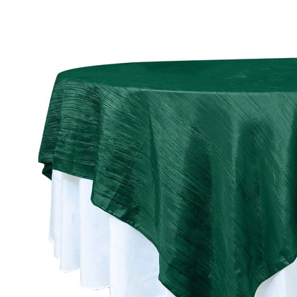 Taffeta Table Overlay 90"x90" Hunter Emerald Green - Accordion Crinkle Table Topper
