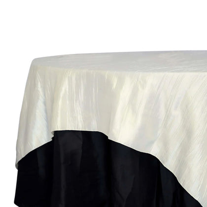 Taffeta Table Overlay 90"x90" Ivory - Accordion Crinkle Table Topper