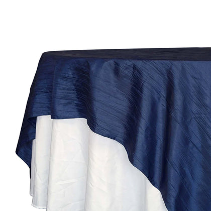 Taffeta Table Overlay 90"x90" Navy Blue - Accordion Crinkle Table Topper