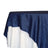 Navy blue tablecloth with white underlay for elegant dining setups 