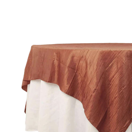 Taffeta Table Overlay 90"x90" Terracotta (Rust) - Accordion Crinkle Table Topper