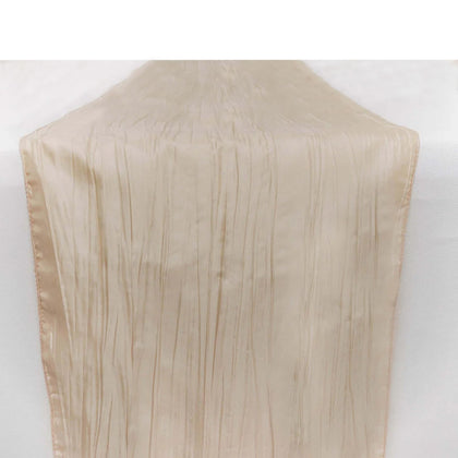 Taffeta Table Runner 12"x108" Beige - Accordion Crinkle Table Linen