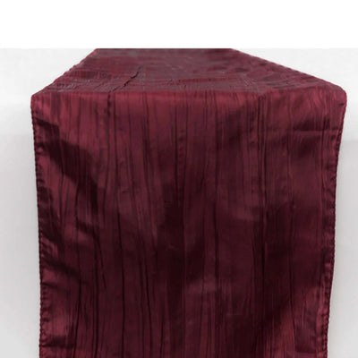Taffeta Table Runner 12"x108" Burgundy - Accordion Crinkle Table Linen