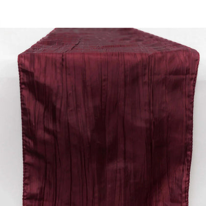 Taffeta Table Runner 12"x108" Burgundy - Accordion Crinkle Table Linen
