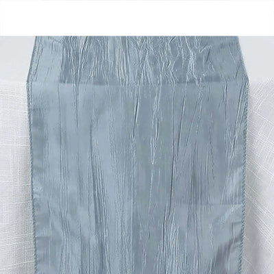 Taffeta Table Runner 12"x108" Dusty Blue - Accordion Crinkle Table Linen