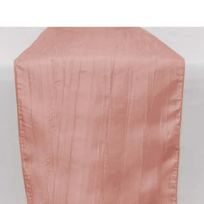 Taffeta Table Runner 12"x108" Dusty Rose - Accordion Crinkle Table Linen