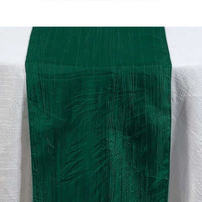Taffeta Table Runner 12"x108" Hunter Emerald Green - Accordion Crinkle Table Linen