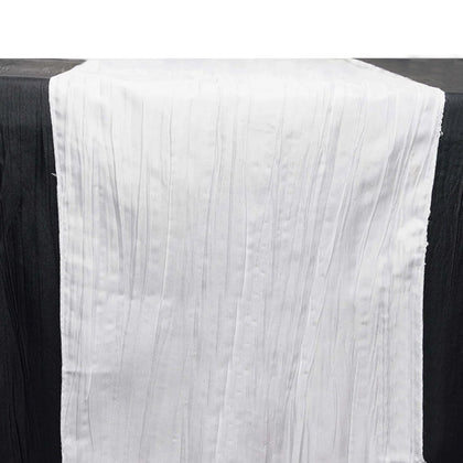 Taffeta Table Runner 12"x108" White - Accordion Crinkle Table Linen for Stylish Events