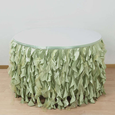 Taffeta Table Skirt 14ft Sage Green - Curly Willow Table Cover