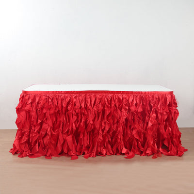 Taffeta Table Skirt 17ft Red - Curly Willow Table Cover