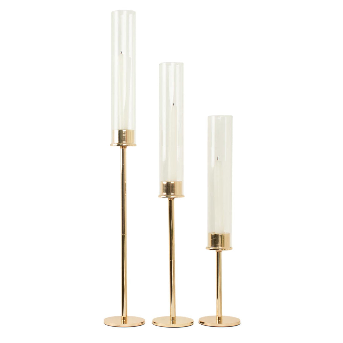 Tall Gold Taper Candle Holders Set of 3 | eFavormart