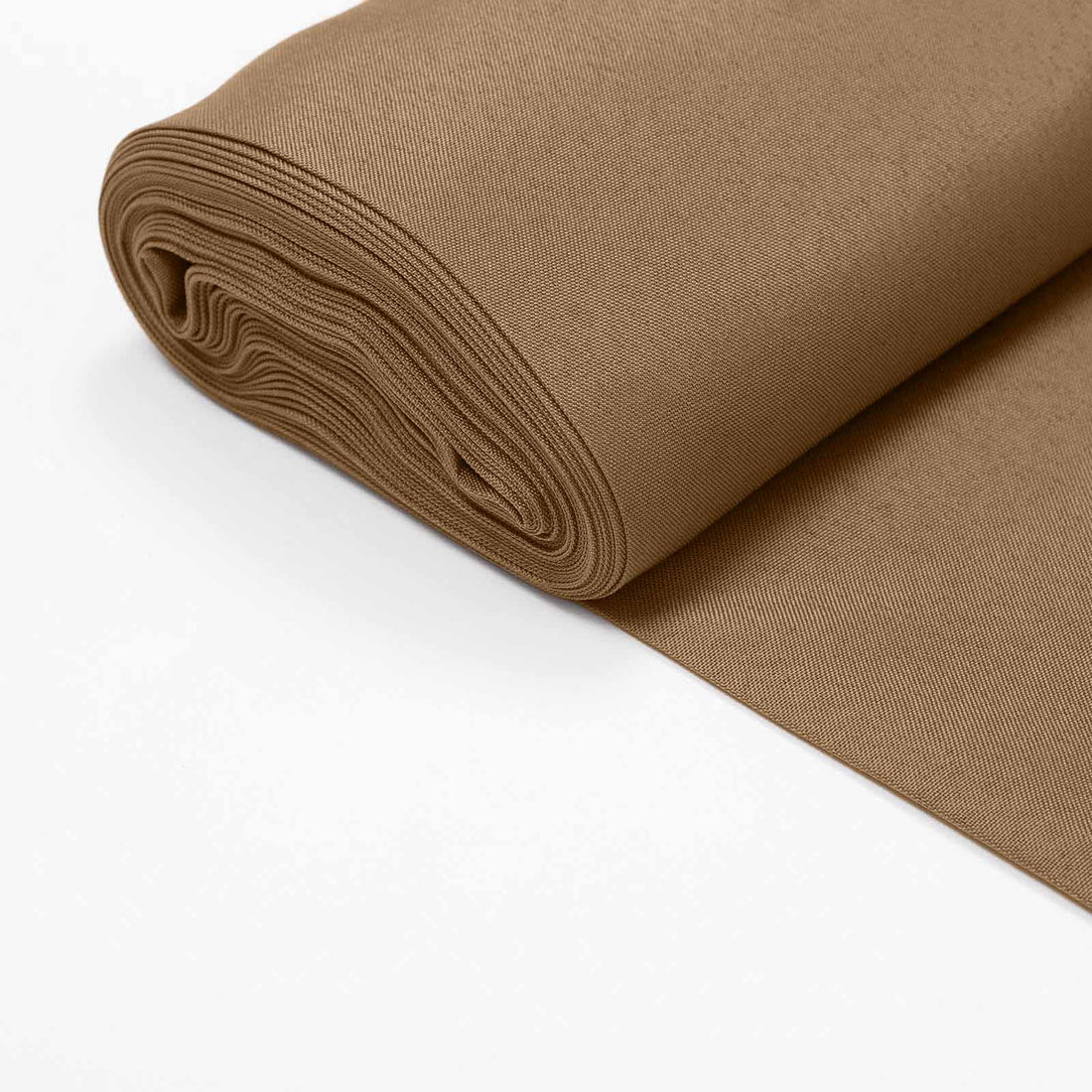 Brown fabric roll on a white background