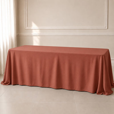 Polyester Rectangle Tablecloth 90"x156" Terracotta (Rust) with Seamless Finish