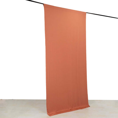 Terracotta (Rust) 4-Way Stretch Spandex Backdrop Drape Curtain, Wrinkle Free Event Divider Panel with Rod Pockets - 5ftx10ft