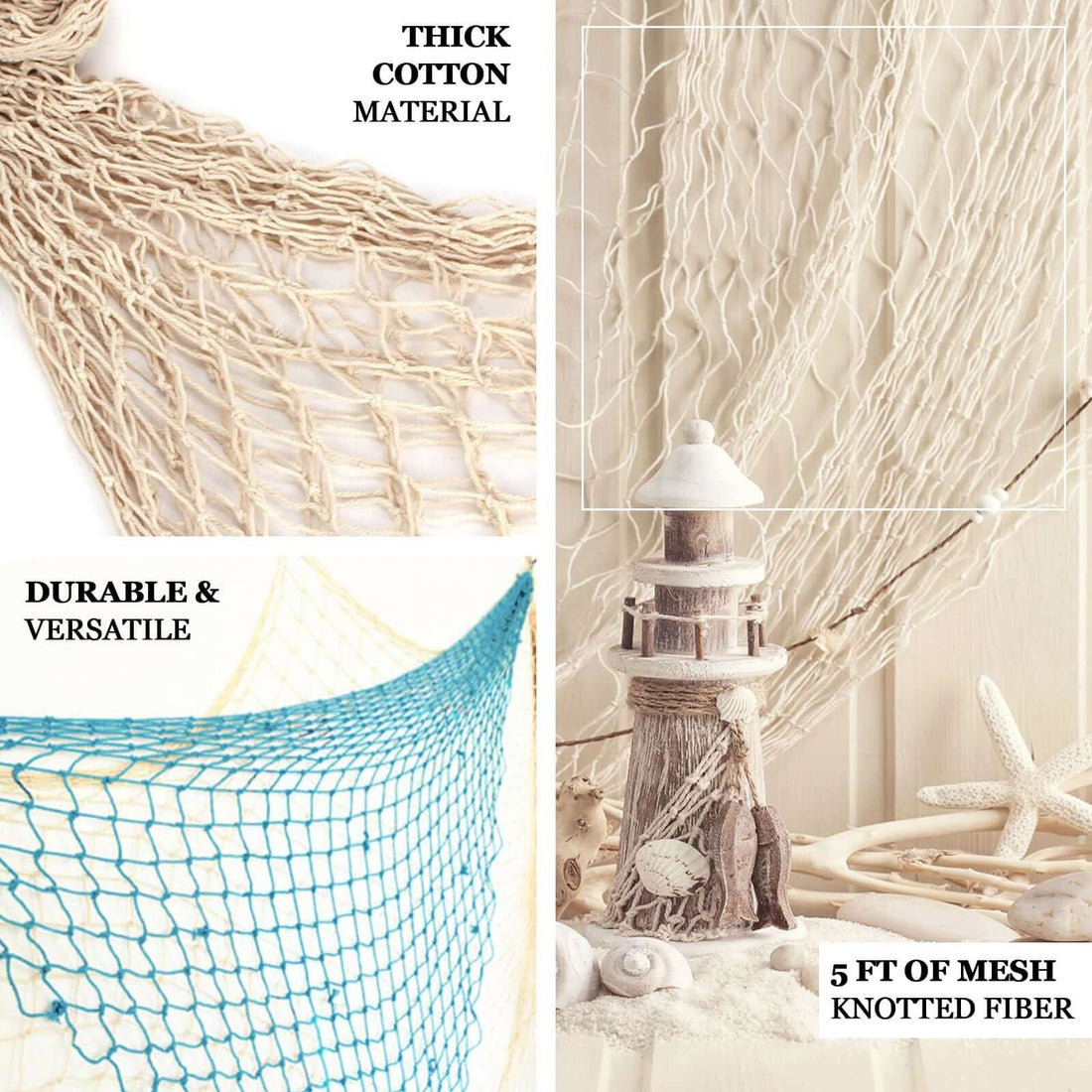 Natural Cotton Fish Net Backdrop 5ftx5ft | eFavormart