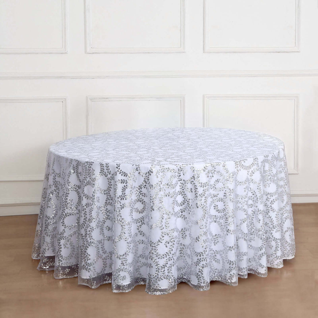 Decorative white lace tablecloth for elegant dining settings