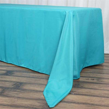 Turquoise Seamless Polyester Rectangle Tablecloth: The Perfect Addition to Your Event Decor