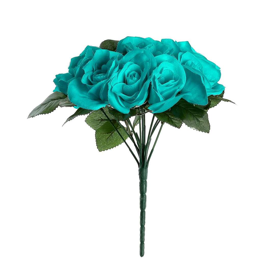 12 Turquoise Velvet-Like Rose Bouquets | eFavormart