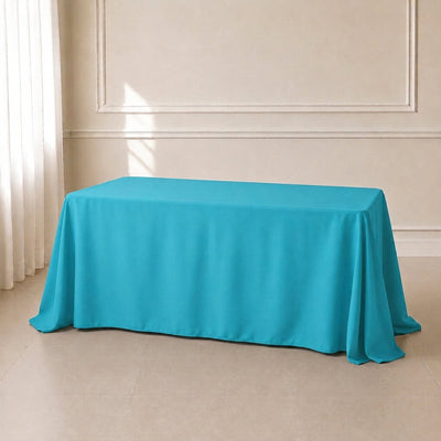 Polyester Rectangle Tablecloth 90"x132" Turquoise with Seamless Finish