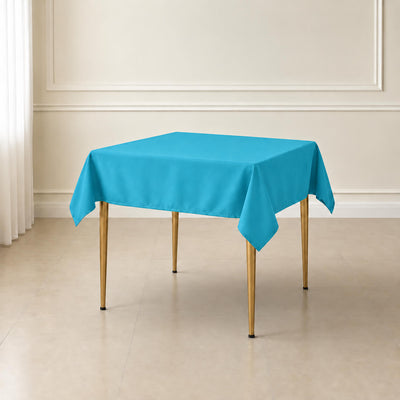 Polyester Square Table Overlay 54"x54" Turquoise - Wrinkle-Resistant Table Topper