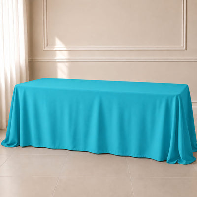 Polyester Rectangle Tablecloth 90"x156" Turquoise with Seamless Finish