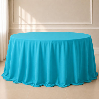 Polyester Round Tablecloth 132" Turquoise - Seamless Finish Table Cover