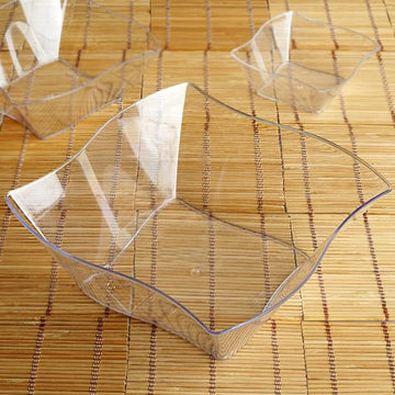 Clear Wave Design Square Plastic Bowls - The Perfect Wedding Companion