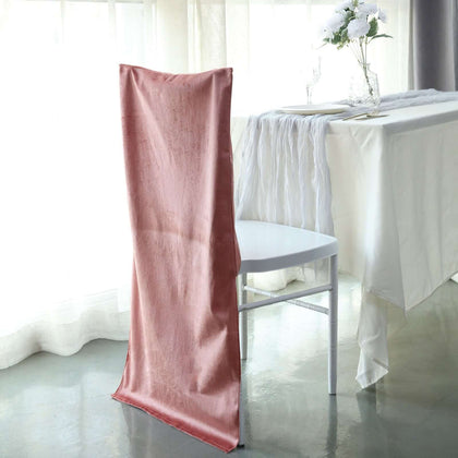 Velvet Chiavari Chair Back Slipcover Dusty Rose - Smooth Solid Back Chair Cover Cap