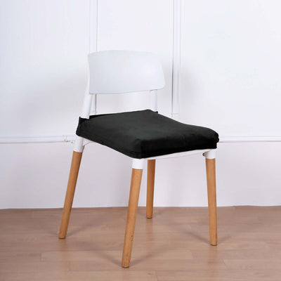 Velvet Dining Chair Seat Cover Black Stretch with Tie - Stylish Cushion Protector for Sophisticated Events