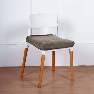 Velvet Dining Chair Seat Cover Charcoal Gray Stretch with Tie - Stylish Cushion Protector