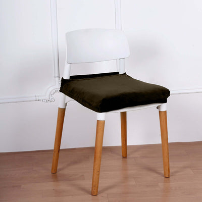 Velvet Dining Chair Seat Cover Chocolate Stretch with Tie - Stylish Cushion Protector