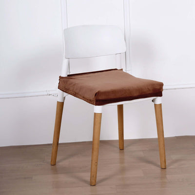 Velvet Dining Chair Seat Cover Copper Stretch with Tie - Stylish Cushion Protector