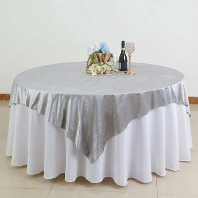 Velvet Table Overlay 72"x72" Silver - Soft Finish, Luxurious Accent for Upscale Settings