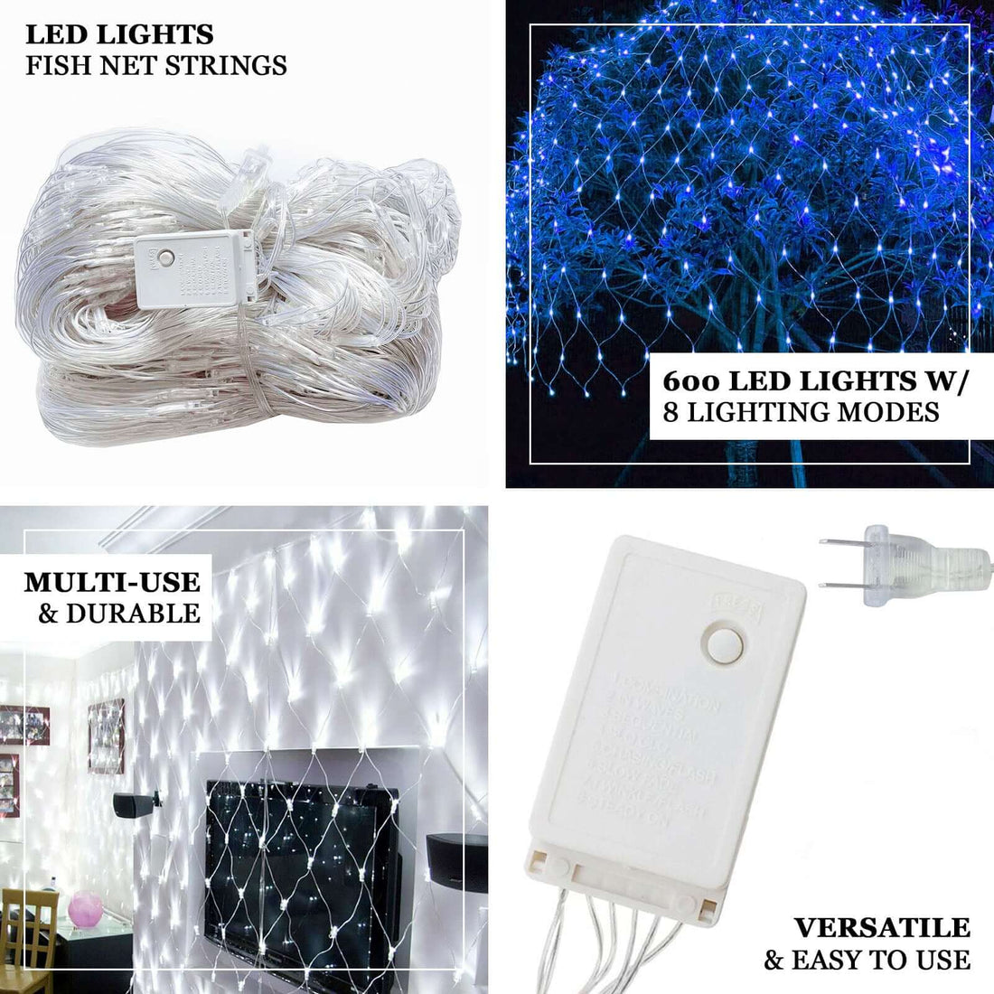 20ftx10ft Clear 600 LED Fish Net Lights | eFavormart