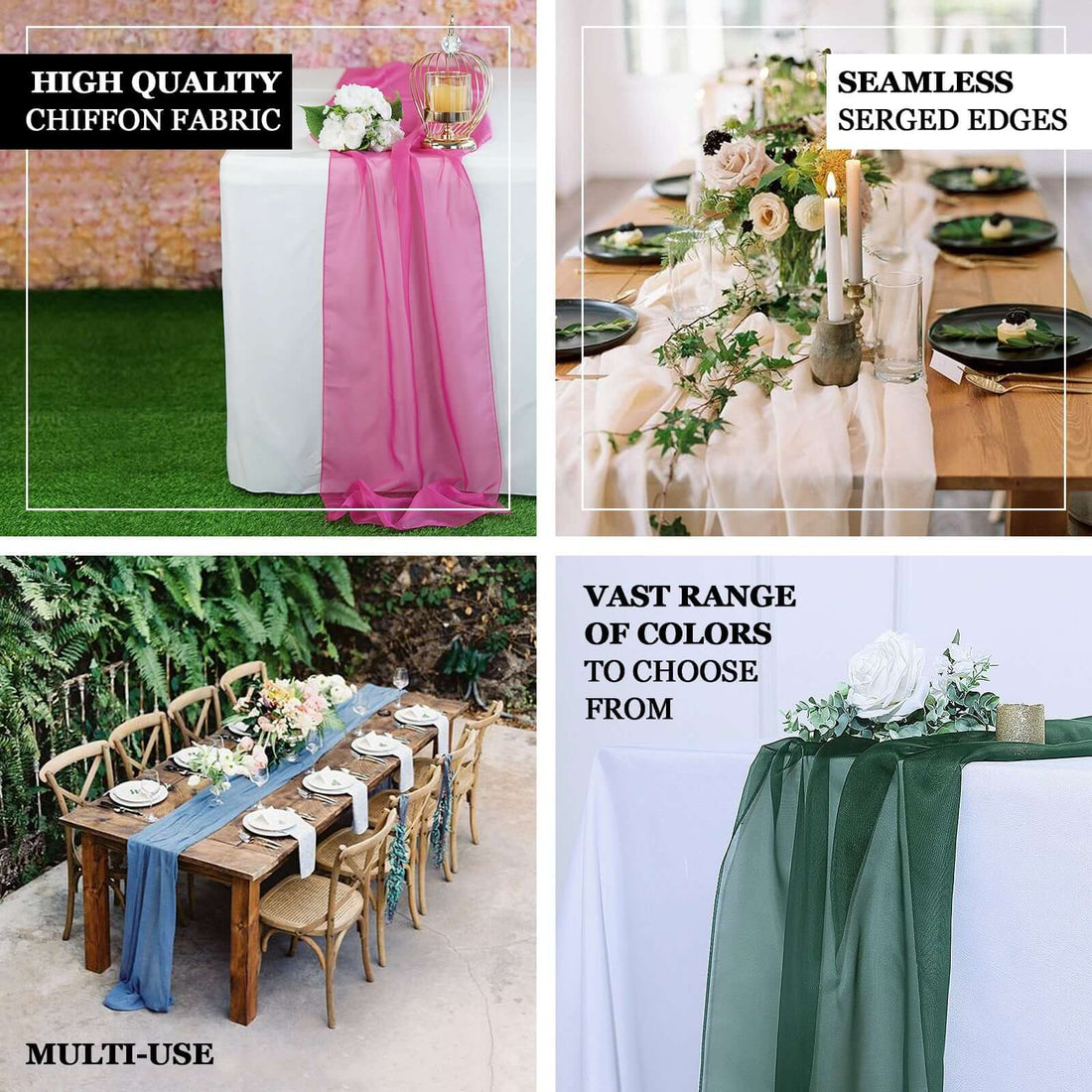 Premium Chiffon Table Runner 6ft Blush | eFavormart