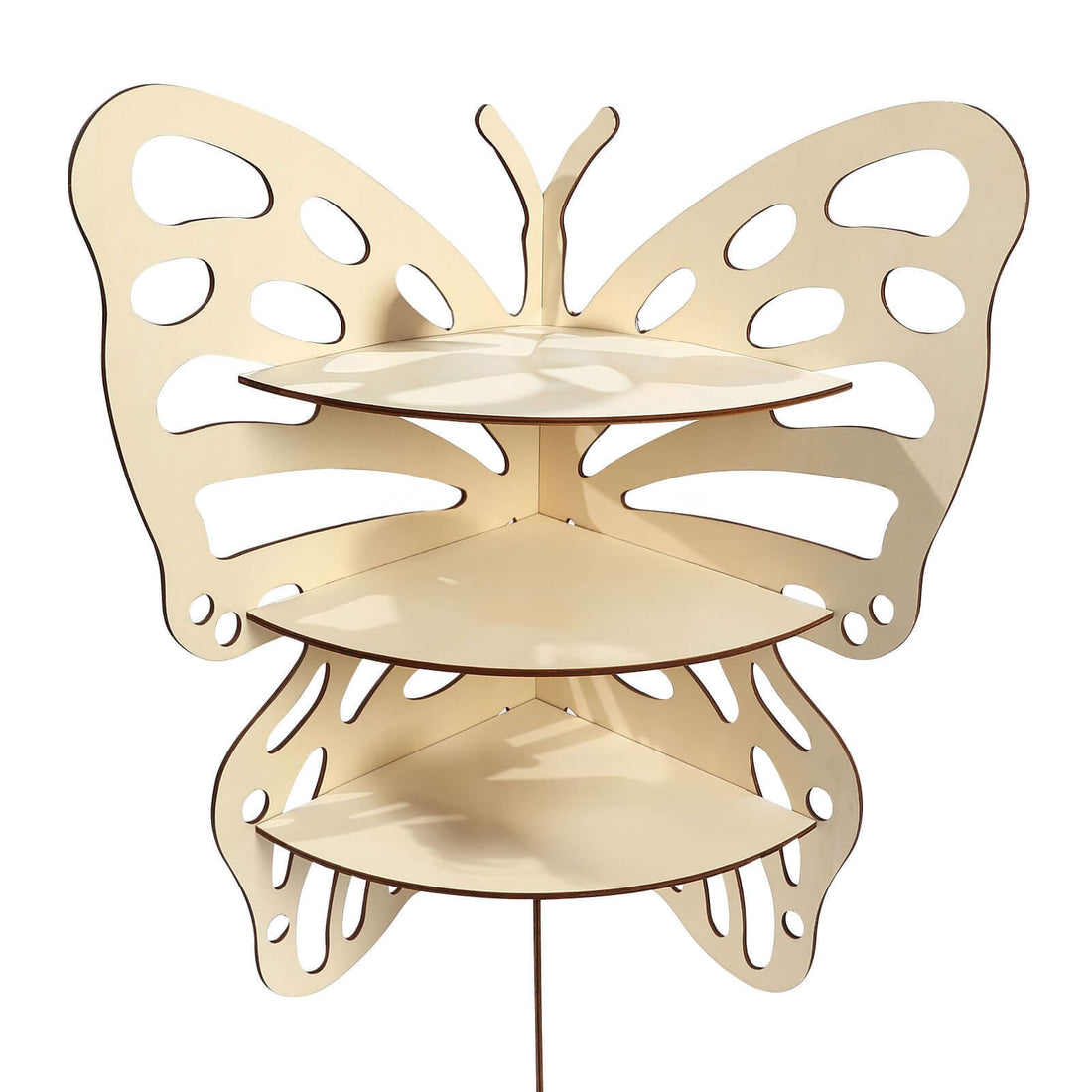 3-Tier Butterfly Wooden Cupcake Stand Natural | eFavormart